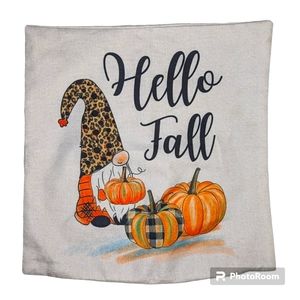 Pillow Covers Hello Fall Pumpkins Gnomes Fall Harvest Decor Zip Closure